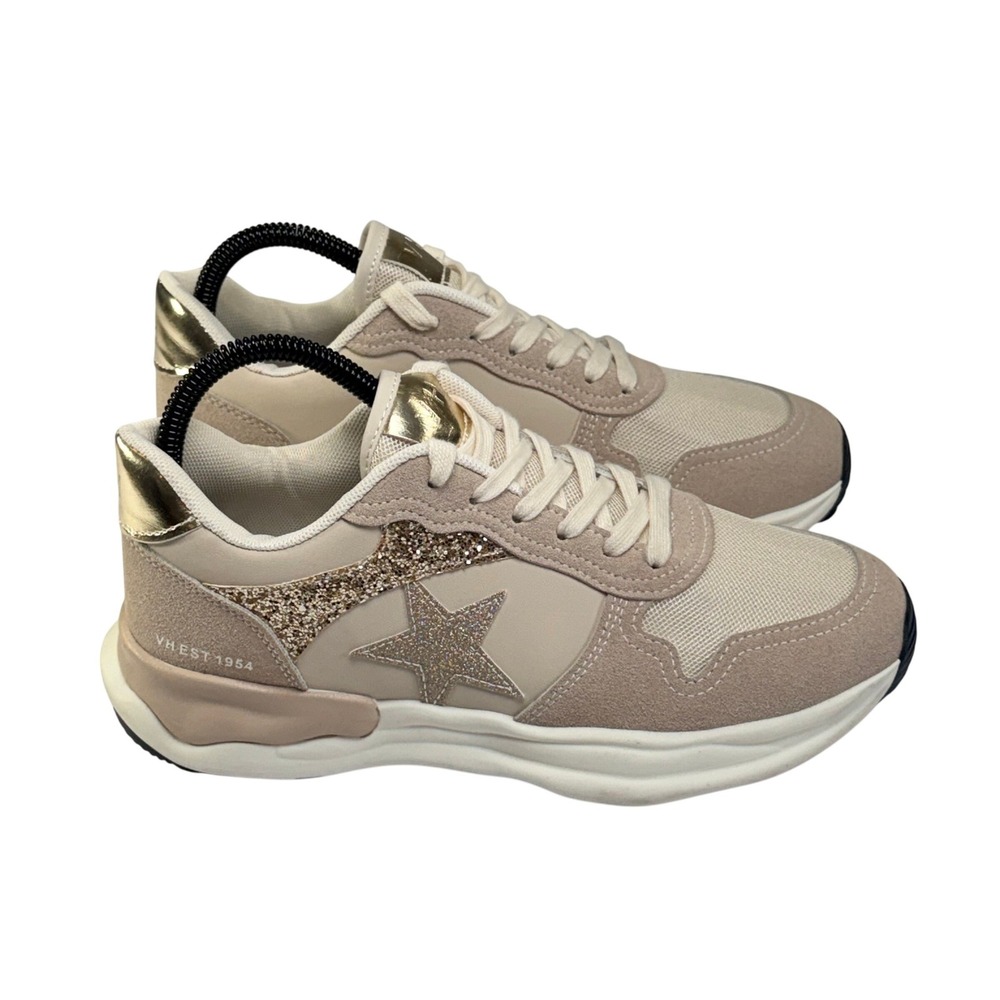 Vintage Havana Run Sneaker Womens 8 Nude Glitter Star Athleisure Comfort Fashion